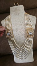 Indian jewellery mala necklace wedding Bollywood Birthday gift rani haar pearls 