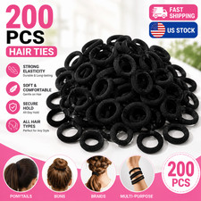 200PCS Black Hair Ties Elastic Hair Bands Small Hair Ties for Girls Rubber Bands