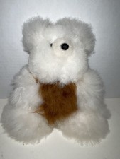 Sherpa Fur Teddy Bear White Brown Tummy NWT Super Soft 9  