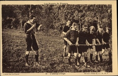 Postcard Les Scouts de France, l'Attelage aveugle, Boy Scouts - 3347840