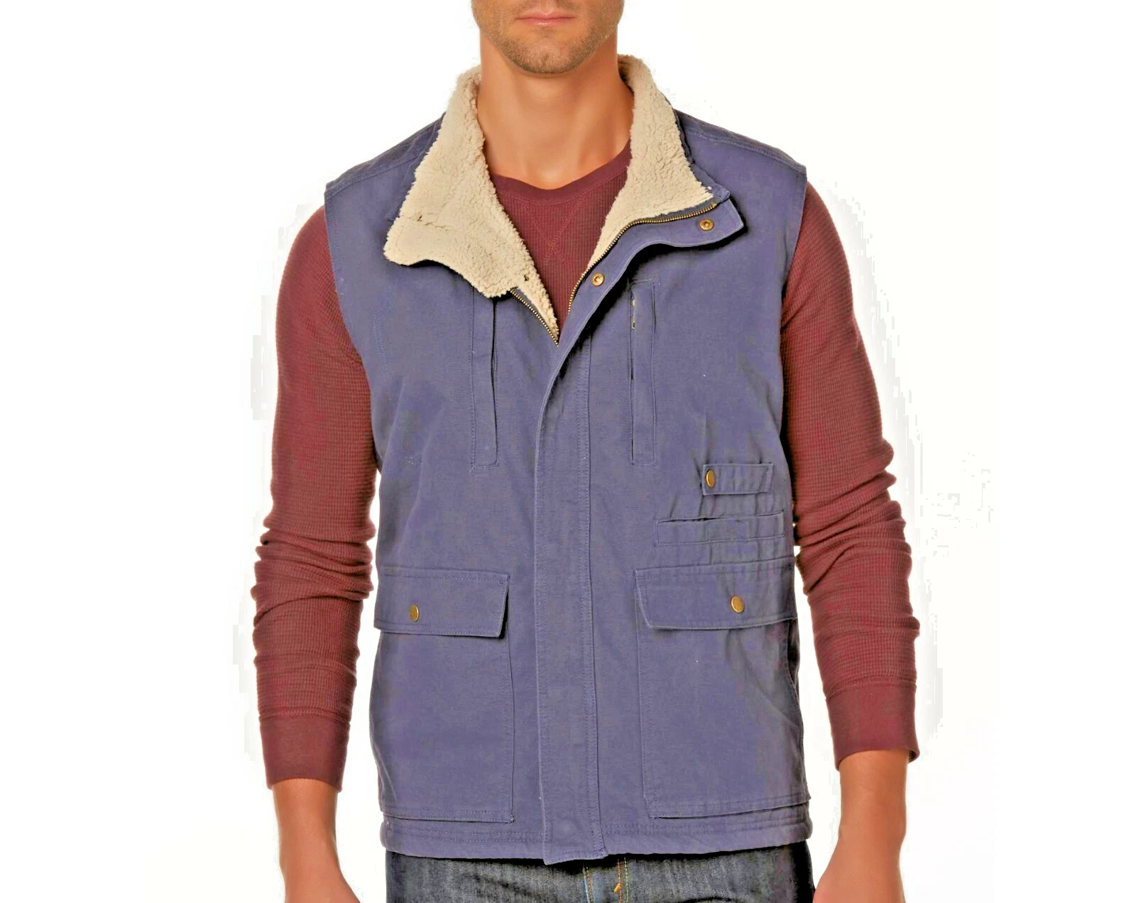 Mens Outdoor Vest Mood Indigo Size XL Outdoor Life 7 Pockets NEW