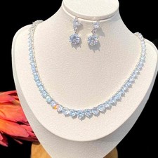 Cubic Zirconia Bridal Party Wedding Necklace Earrings Jewelry Engagement Heart