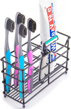 Stainless Steel Toothbrush and Toothpaste Holder for Bathroom 7-Slot Black Org
