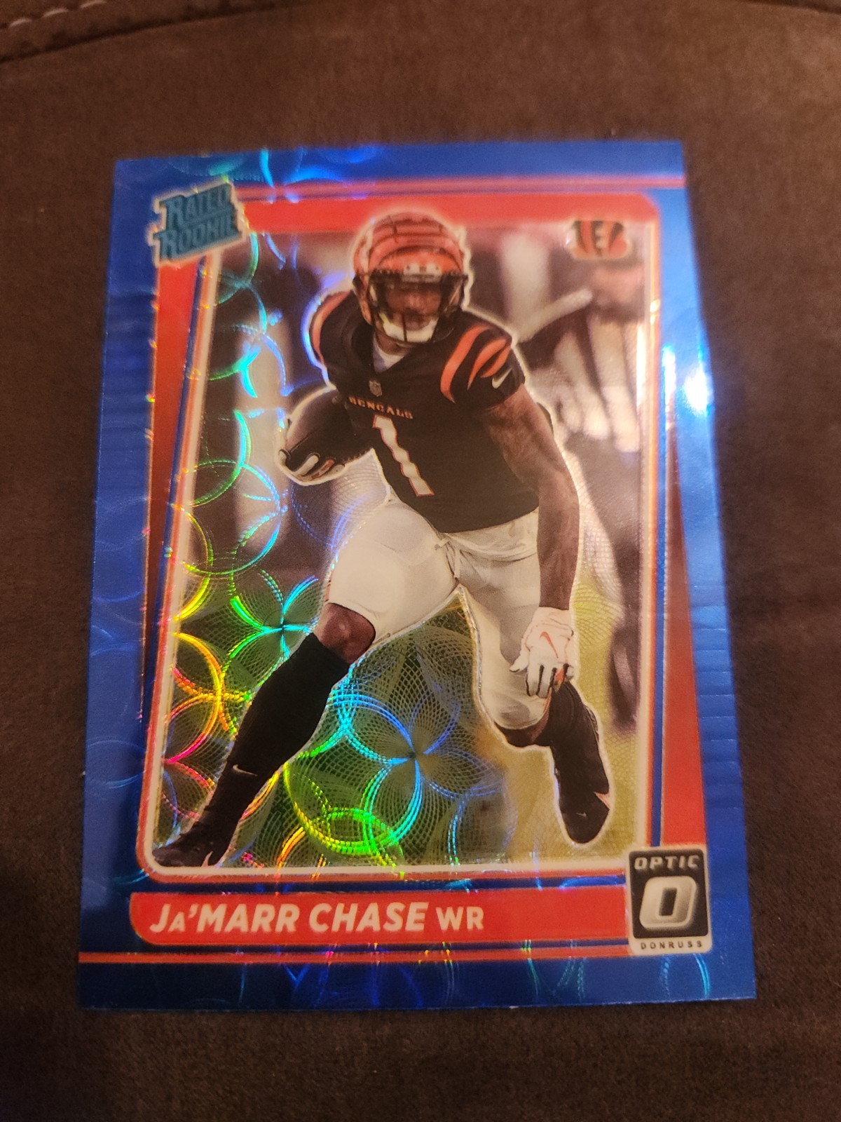 2021 Panini Donruss Optic Rated Rookie Ja'Marr Chase #207 Blue Scope Prizm (RC)