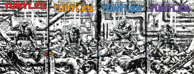 TMNT TEENAGE MUTANT NINJA TURTLES #9-12 EXCLUSIVE B&W CONNECTING COVER LTD600