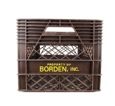 Vintage 1982 Borden Dairy Brown Plastic Milk Crate 13 x 13 x 11"