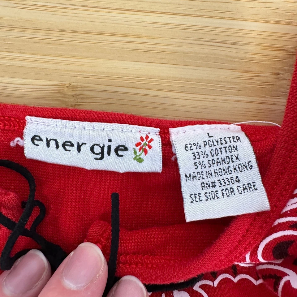 Energie Red Bandana Rhinestone Tank Top Sleeveless Womens Large Y2K - Image 3 of 4