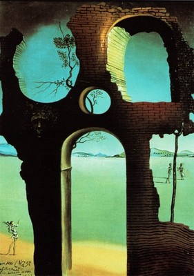 Salvador Dali - Ruine mit Medusakopf und Landschaft 1941 A1-A4 Plakat Kunst Pai