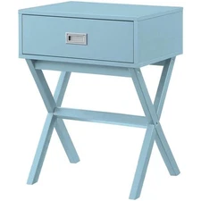 Pemberly Row Contemporary One-Drawer End Table in Mint Green Wood