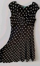 Lauren Ralph Lauren Dress 12 Fit N Flair Black Polka Dot A-Line Minimalist Retro