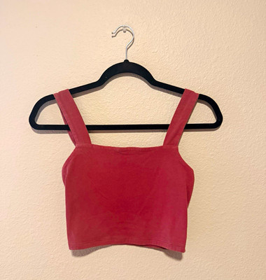 Aéropostale Pink Cropped Square Neck Wide Strap Tank Top Women s Size S