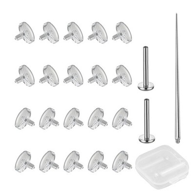 Invisible Piercing Retainers - 20 pcs 16g (1.2mm) Internally Threaded Clear S...