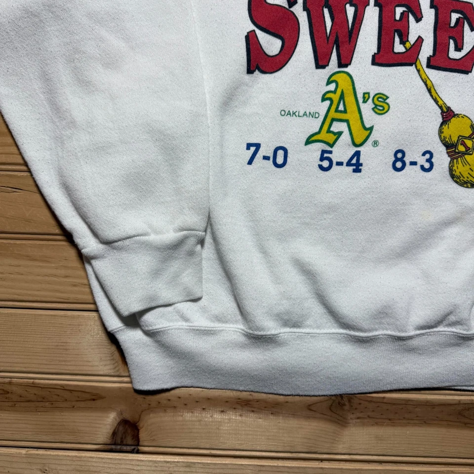 Vintage 90s Cincinnati Reds MLB World Series Sweep Oakland A's Sweatshirt USA XL - Image 4 of 4