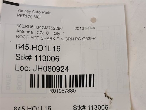 HONDA HR-V 2016 ROOF MTD SHARK FIN ANTENNA 1.8L AWD - Picture 8 of 12