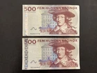 Sweden 500 Kronor Vintage Banknote Set (2) LOT: 0609-007