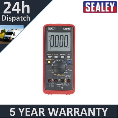 Sealey 15 Funktionen Digital KFZ Multimeter mit Balkendiagramm/PC Link TA203