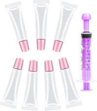 7Pcs Lip Gloss Tubes - 10Ml Clear Refillable Squeeze Tubes for Lip Balm and Trav