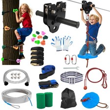 200FT Zipline for Backyard Kids - Up To 400LBS Ziplines Tree Protector