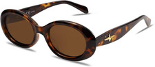 Small Retro Oval Polarized Sunglasses for Women Men 90S Vintage UV400 Protection
