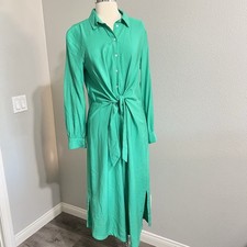 LOFT Green Dress Sz 8 Tie Waist