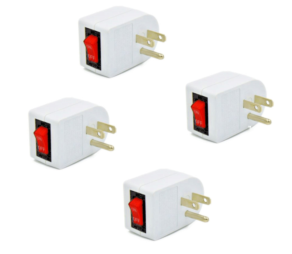 4- Pack Wall Tap Outlet Plug W/ Built-in Lighted ON/OFF Switch For ...