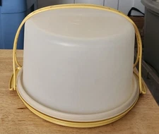 Vtg Tupperware Lg Cake Carrier Harvest Gold W/Lid & Handle 683, 684, 624 EUC!!
