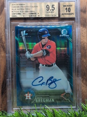 2016 ALEX BREGMAN Bowman Chrome Autograph BLUE Refractor  /150 BGS 9.5 /10 Auto