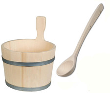 Sauna Set Saunakübel mit Schöpfkelle 5-Liter-Aufguss-Eimer Kübel Holz Eimer Holz