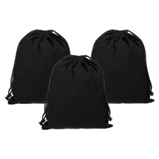 3pcs Reusable Drawstring Bags, 10x12.6" Multipurpose Cotton Dust Bags, Black
