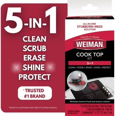 5-in-1 Cooktop Cleaning Kit with Cream, Scrubbing Pad and Glass Cooktop Scraper