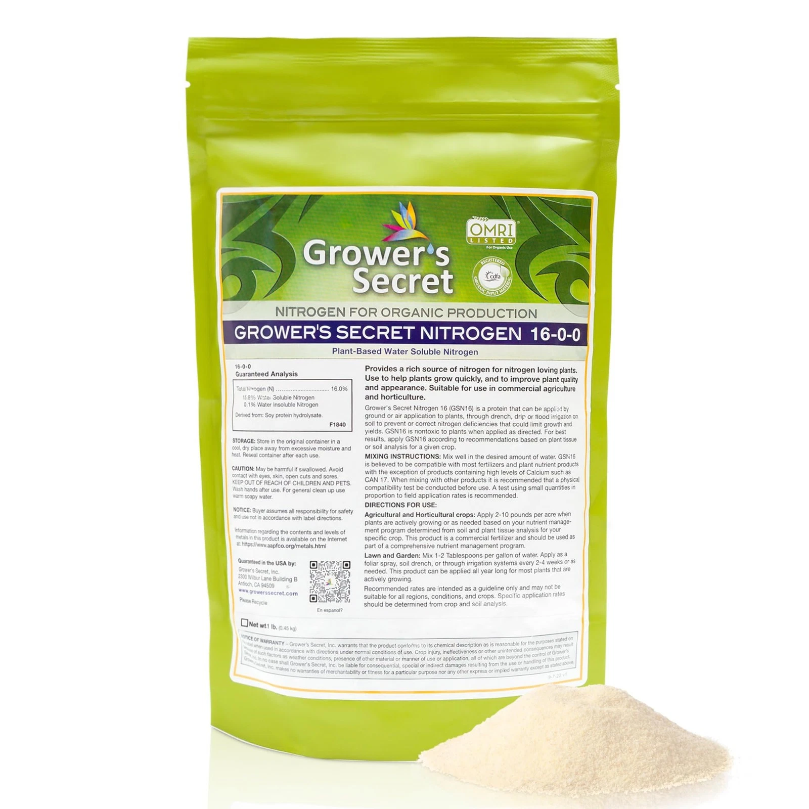 Grower's Secret Nitrogen 16-0-0 • Organic • Readily Available For Uptake • 1 Lb
Opens in a new windo