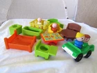 Vintage Fisher Price Little People Furniture Playpen Tub Sofa Table Toy Figures