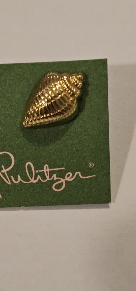 Lilly Pulitzer Gold Tone Metal Conch Sea Shell Shaped Stud Earrings New - Image 2 of 3