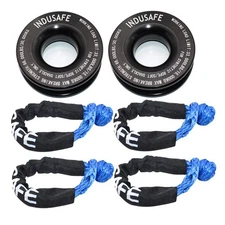 2PK Heavy Duty Recovery Ring Snatch Block Pulley W/4 Soft Shackle Tow Winch Rope