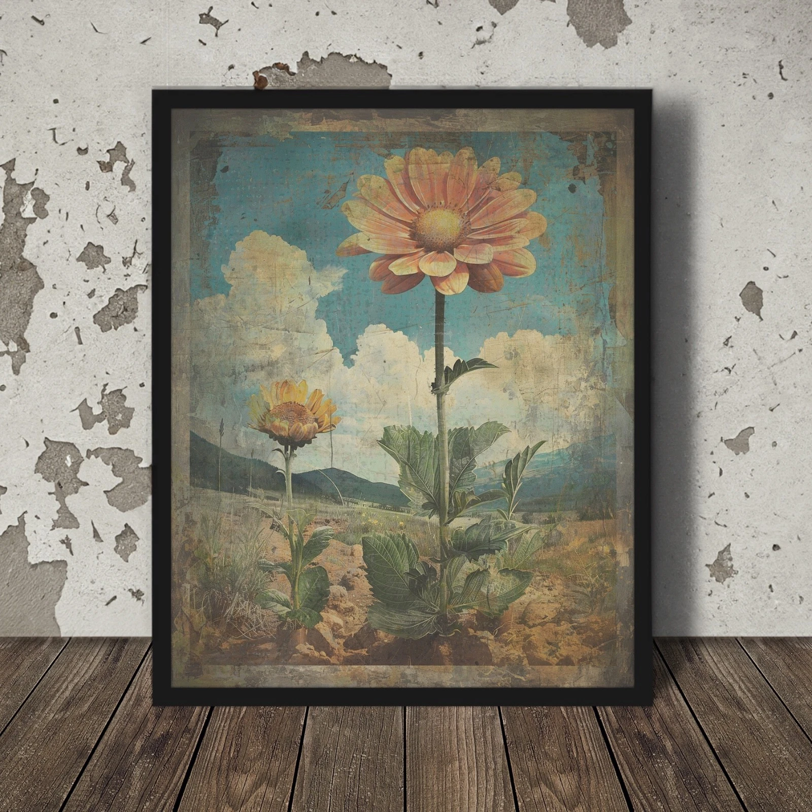 Vintage BOTANICAL Garden Wall Art, Retro Floral Nature Decor, Flower Bud Garden