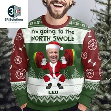 Funny Face Custom With 3D Photo Printed Ugly Christmas Sweater pe