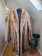 Vintage Three-Quarter Length Real Pastel American Mink Fur Coat with Garment Bag
