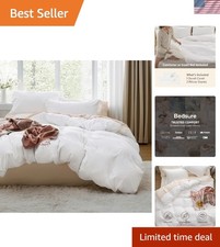 Ultra Soft Queen Duvet Cover Set with Zipper Closure - Elegant White Design