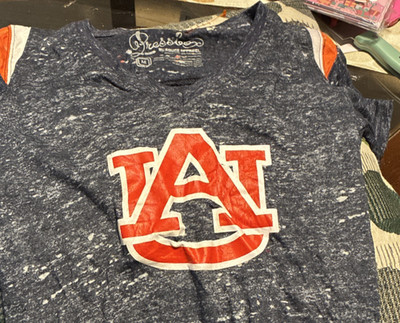 Pressbox Auburn Tigers NCAA Fan Shirt M Blue Orange White Short Sleeve
