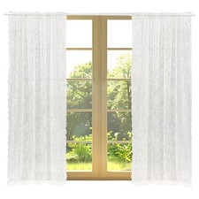 Lace Curtains - Lace Sheer Curtains for Bedroom, 52"W x 96"L Pack of 2 White