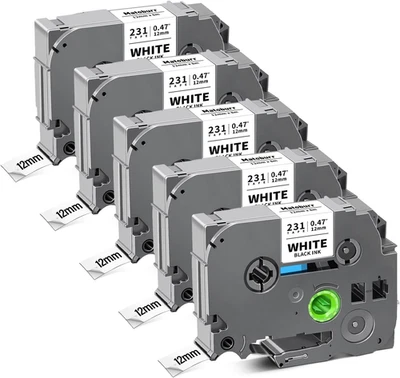 AVGOTOP Schriftband TZe-231 12mm 0.47' für Brother P-Touch PT-H100LB E100 1000 1010 H105