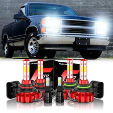 For Chevrolet C1500 1988-1998 Combo LED Headlight Fog Light Bulbs Kit 6000K
