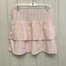 Vineyard Vines Harbor Smocked Skirt Neon Rosa Size L NWT