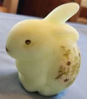 Fenton Glass Bunny Rabbit Satin Custard Glows Uranium