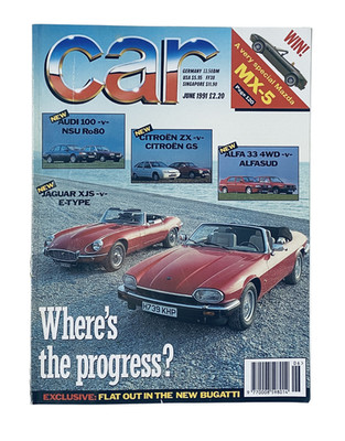 Car Magazine June 1991 Jaguar XJS E-Type Review Audi 100 Citroën ZX Bugatti