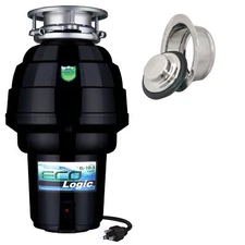 Eco Logic Kitchen Garbage Disposal with Polished Chrome Sink Flange, 1.25 HP