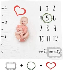 Baby Milestone Blanket Unisex Prazoli White Baby Month Blanket Gender Neutral