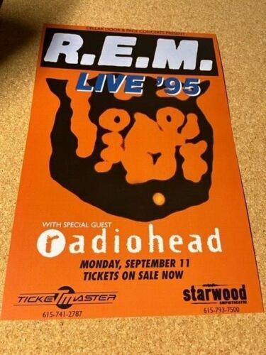 New ListingR.E.M. Radiohead 1995 Monster Tour Cardstock Concert Poster 12"x18"