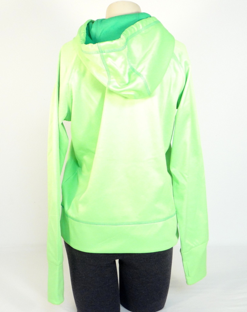 Felpa con cappuccio pullover Fila Signature verde brillante con fori per il pollice donna nuova con etichetta