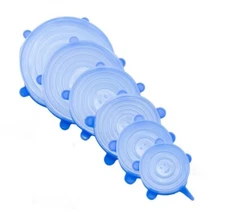 6 Pc Reusable Silicone Stretch Lids Kitchen Storage Wraps Cover Various Sizes